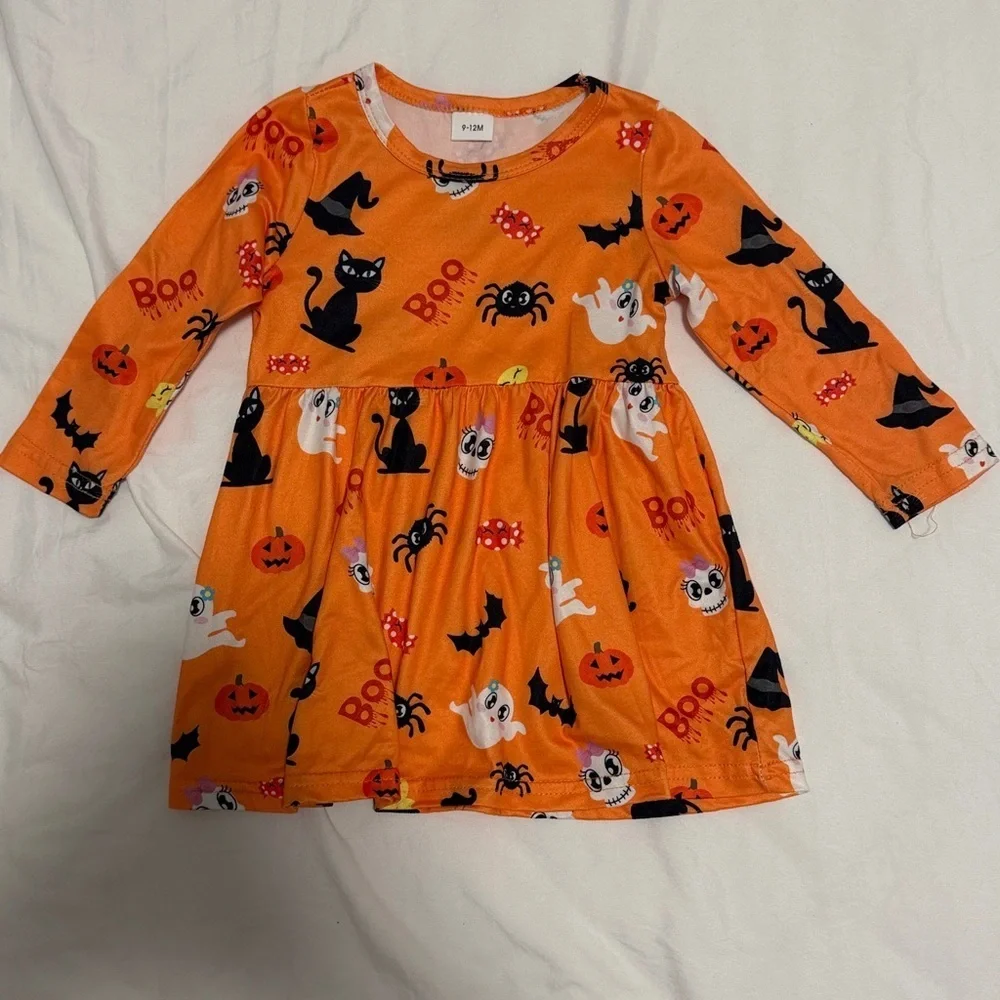 Halloween baby dress- Black and Orange size 9-12 months
